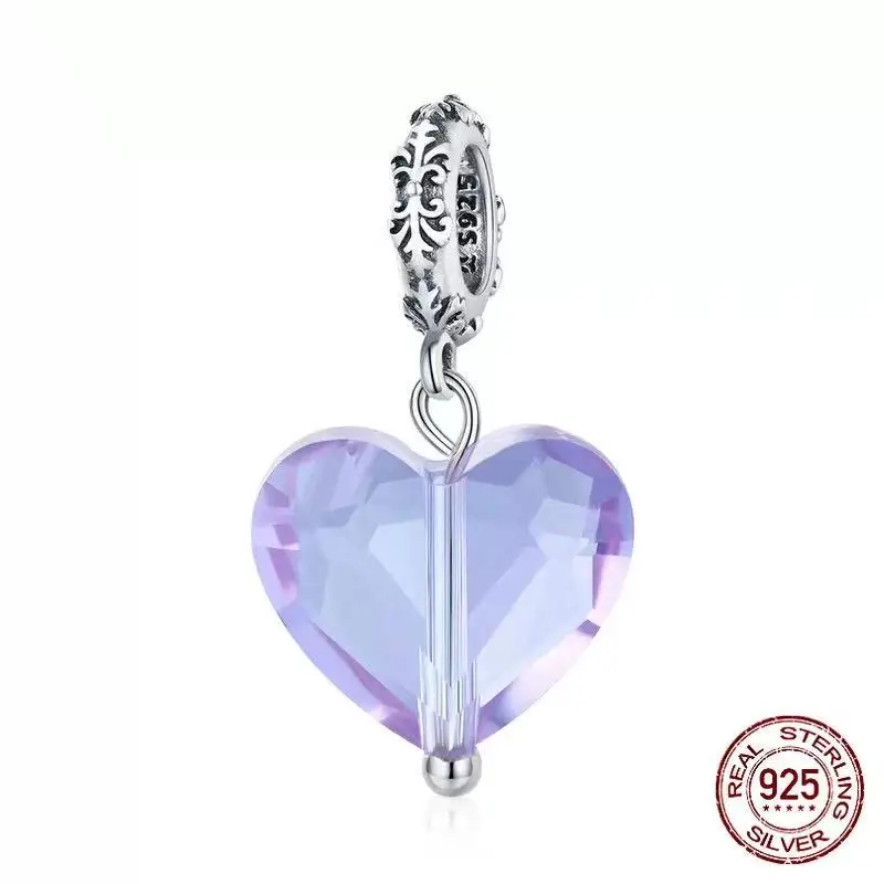 

2021 new 100% genuine 925 sterling silver heart-shaped charm beads fit the original bracelet pendant DIY jewelry charm gift