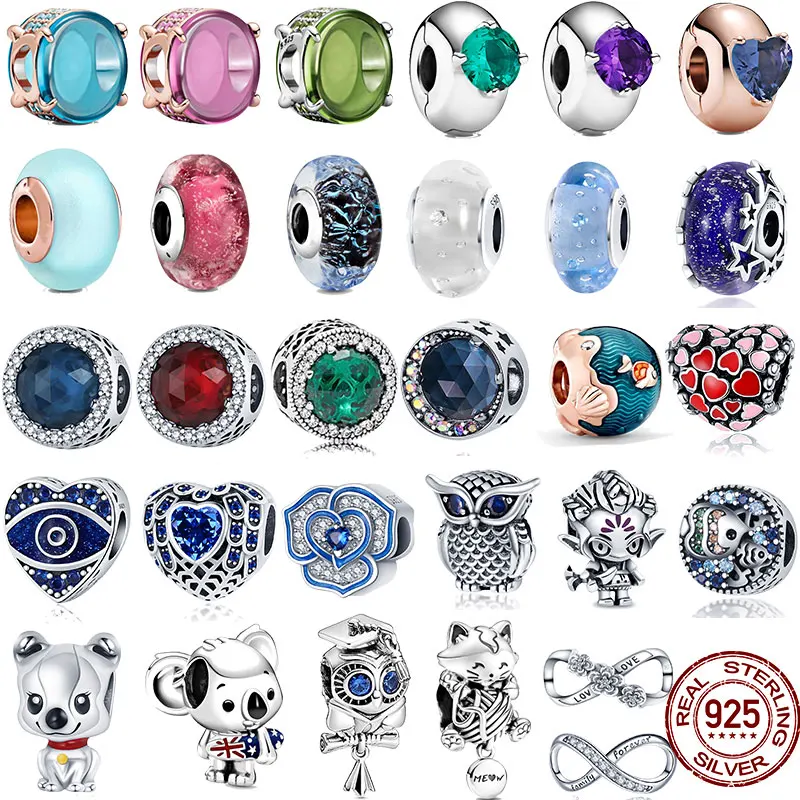 

Hot selling 925 sterling silver multi-color zircon pendant for ladies original Pandora 3mm bracelet female fashion jewelry