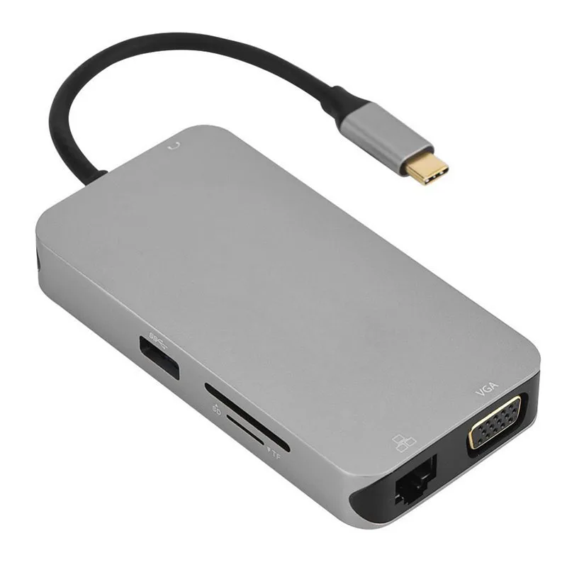 Переходник с Type C на RJ45 VGA HDMI HUB PD аудио для ПК компьютера DQ Drop|Адаптеры Type-C| |