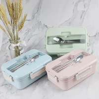 student bento lunch box food storage container with stainless steel spoon and chopsticks food insulation lunch box food