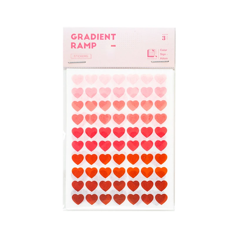 

Yoofun 3 Sheets Heart-shaped Dots Gardient Ramp Die-cut Stickers Marking Points Bullet Journaling Decor Office School Supplies