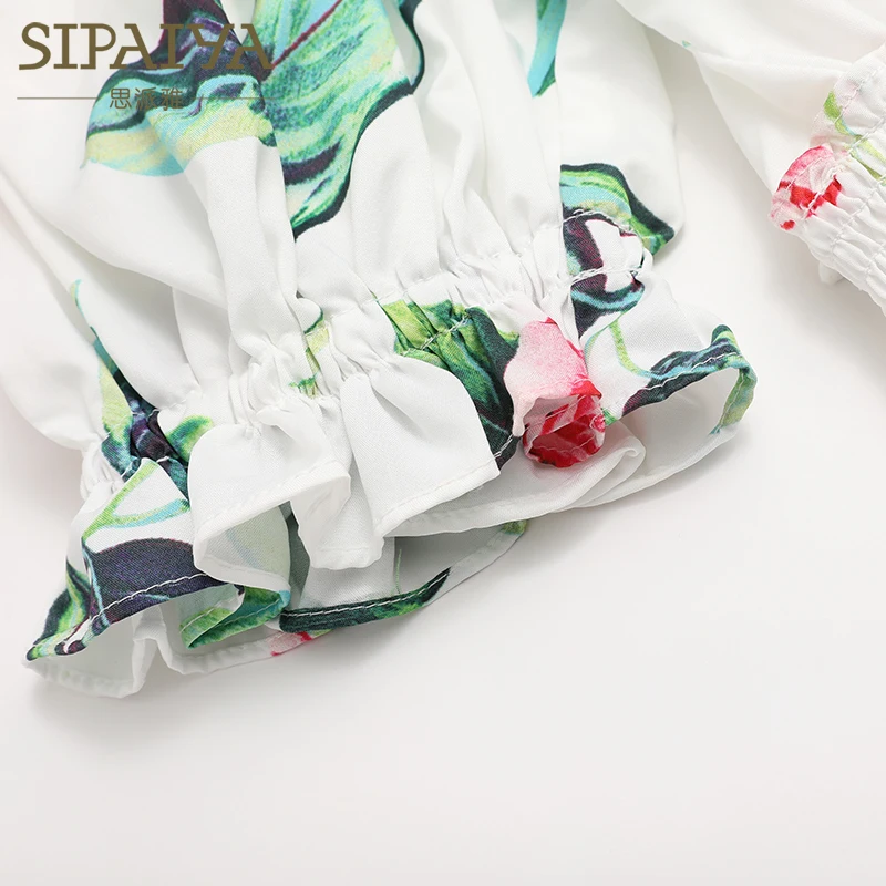 

2021 Summer New French Floral Print Bubble Sleeve One Neck Elastic Waist Off Shoulder High Waist Baby Dress