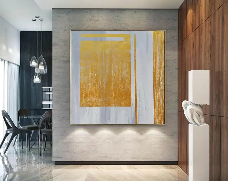 Art Abstract Painting Yellow Painting Modern Large Wall Art Canvas Painting Canvas on Canvas Oil Paintings Hand Painted Separate
