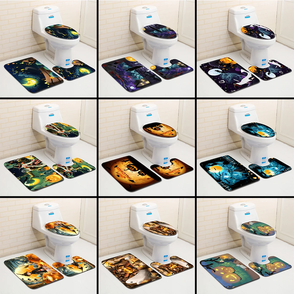 Коврик для ванной на Хэллоуин с ведьмой тыквой фонариком декоративный коврик