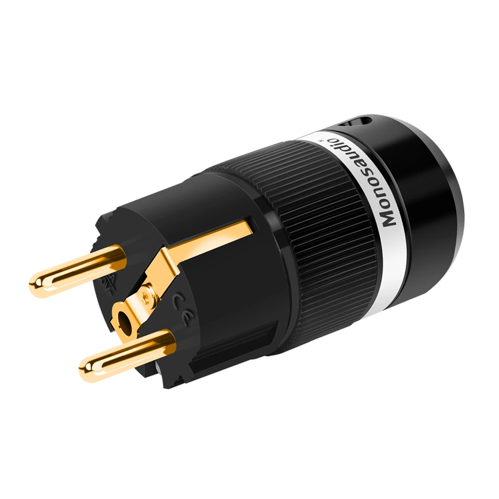 

Monosaudio E100G/F100G 99.99% Pure Copper 24K Gold Plated Schuko Power Plug Connector IEC Female Plug DIY Mains Power Cord Cable
