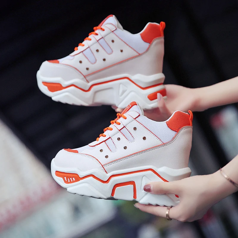 

Women Walking Wedges Shoes For Woman Increasing 9CM INS Ulzza Harajuku Sneakers Ladies Height Platform Breathable Basket Femme