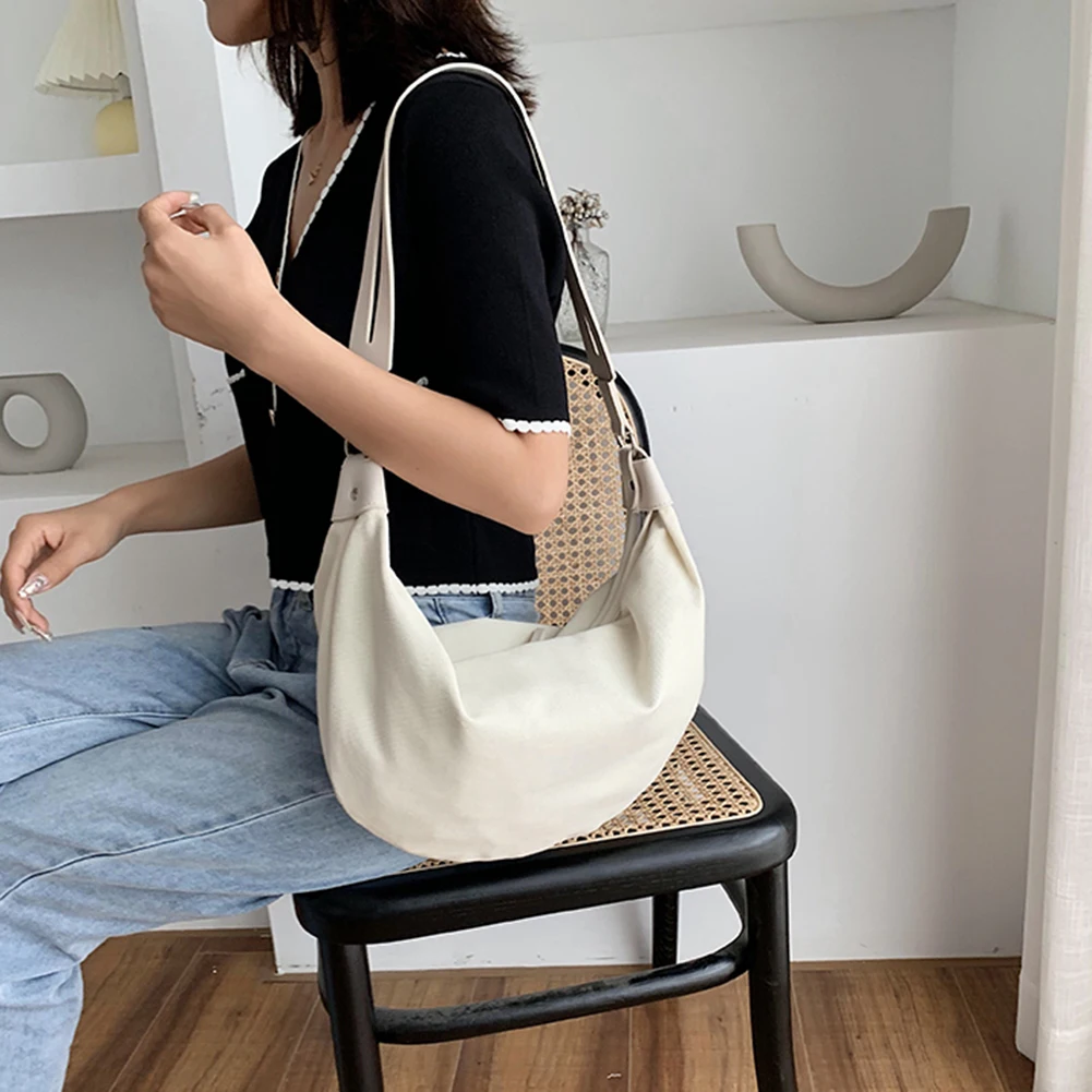 

Fashion Women's Bag Canvas Pure Color Crossbody Shoulder Bag Female Casual Large Capacity Dumpling Designer Handbags