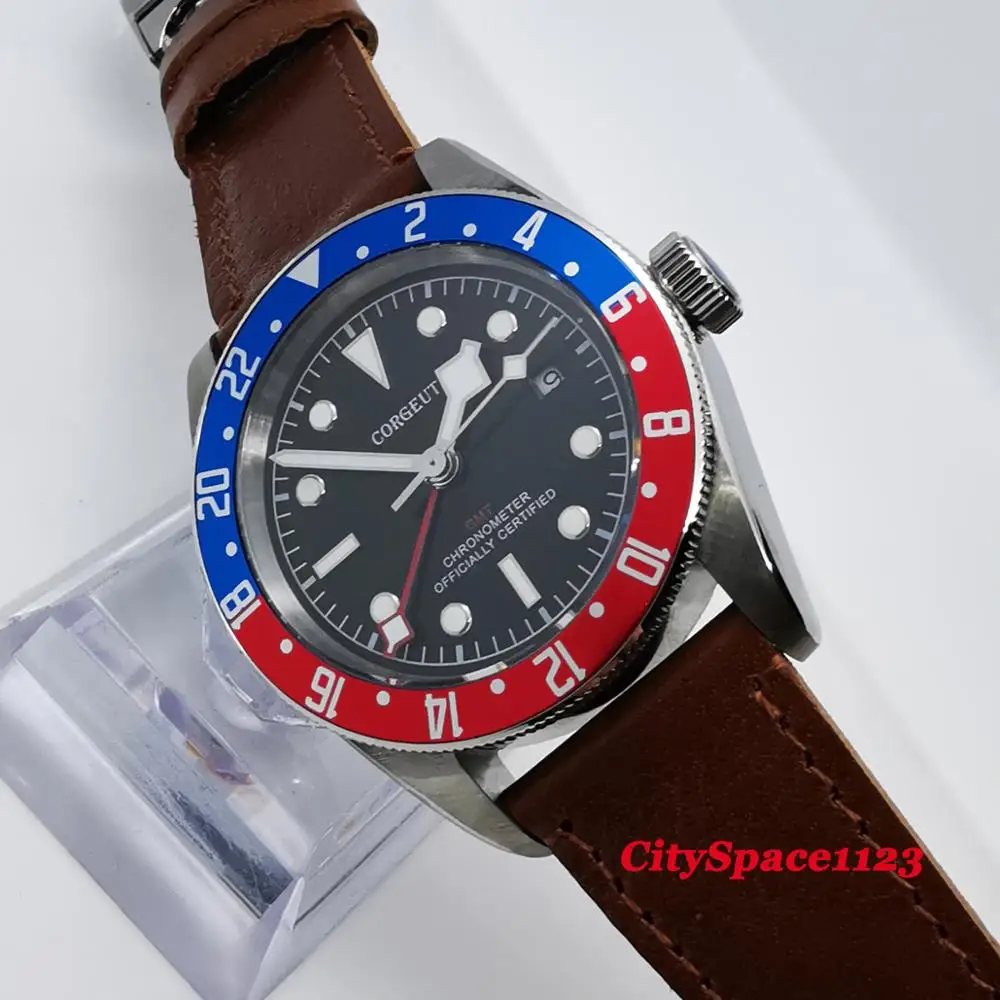 Роскошные Брендовые Часы Corgeut 41 мм механические мужские часы сапфир GMT