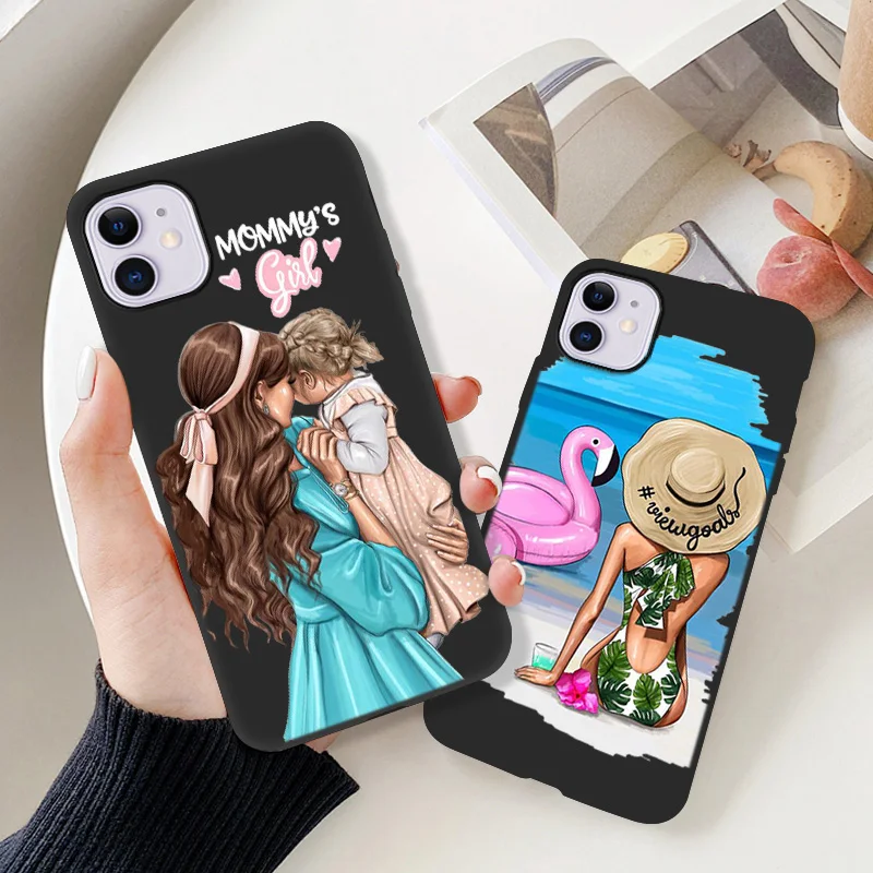 

Super Mom Silicone Painting Case For IPhone 11 12 Pro Max 12 Mini XR XS Max SE 2020 5 5S 6S 7 8 Plus Cases For IPhone 11 Covers