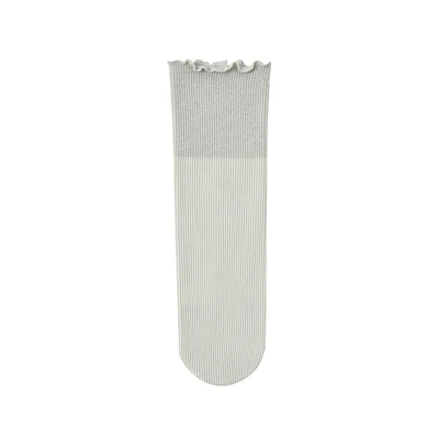 beige grey Модные блестящие серебряные Кружевные Гофрированные женские носки, яркие блестящие носки, высокие эластичные осенние милые носки - Цвет: beige grey