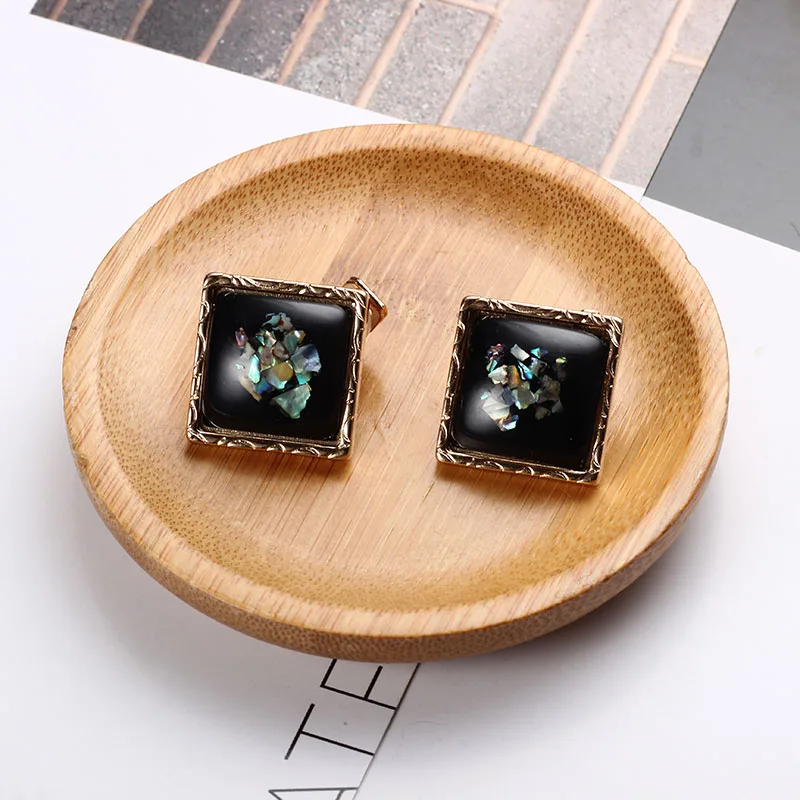 Серьги-гвоздики клипсы для девочек квадратные полимерные серьги-клипсы в