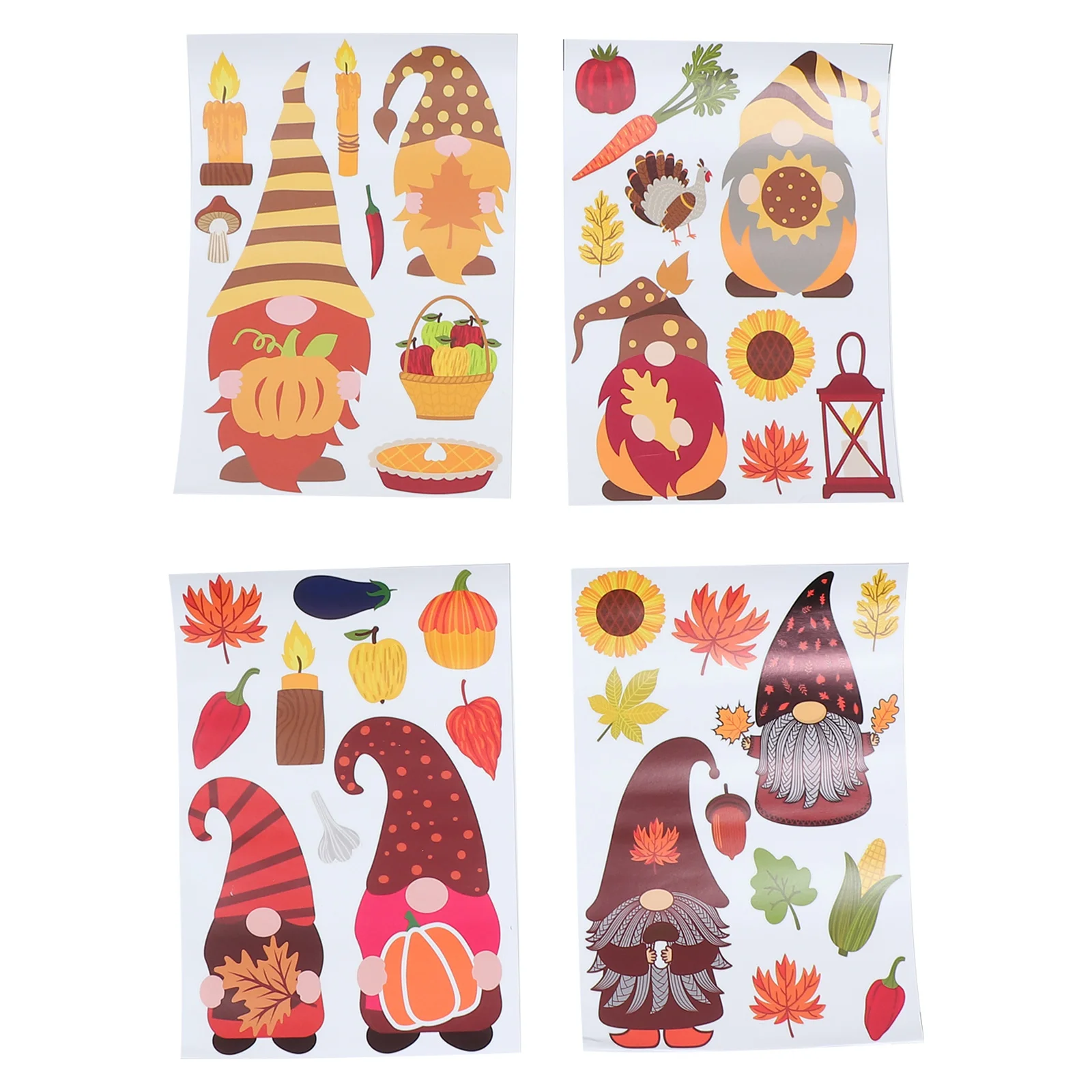 

8 Sheets Thanksgiving Window Stickers Wall Decals Creative Dwarf Pattern Sticker