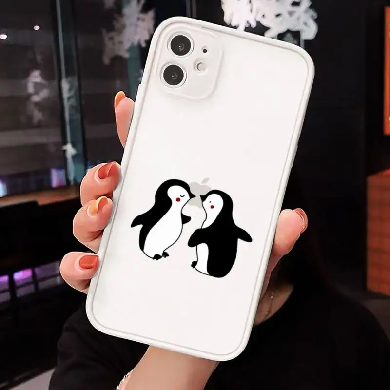 

penguin Cute cartoon animal Phone Cases matte transparent For iphone 7 8 11 12 plus mini x xs xr pro max cover
