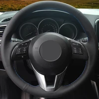 diy black genuine leather%c2%a0car accessories steering wheel cover for mazda 3 mazda 6 atenza mazda 2 cx 3 cx 5 scion ia 2016