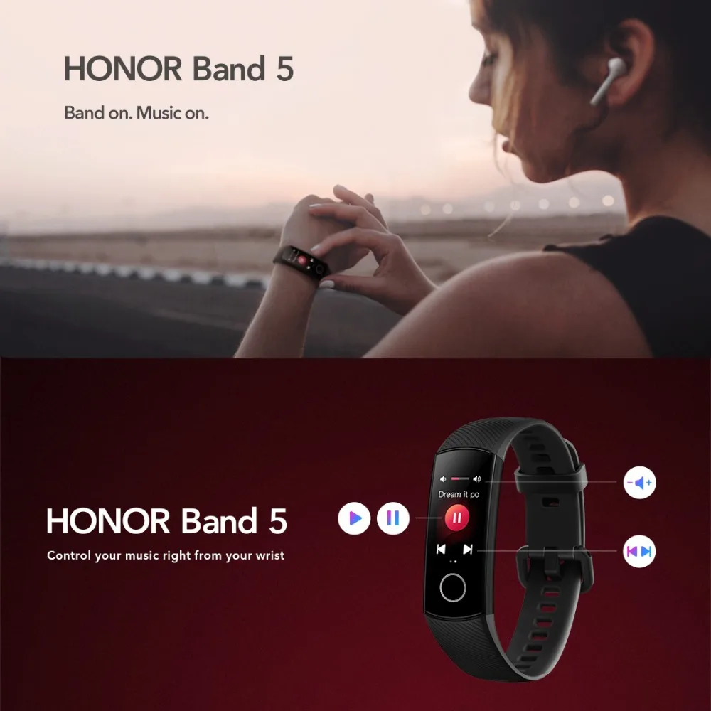 Huawei Honor Band 4 Band 5 умный Браслет Globle Версия 50m водонепроницаемый фитнес-трекер монитор сердечного ритма во время сна Smart Wirstband
