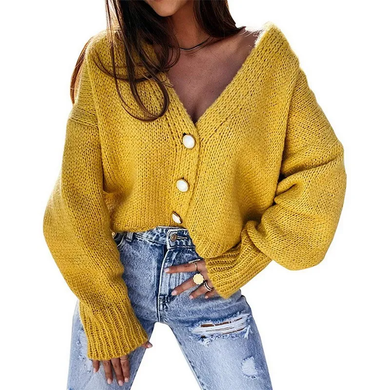 

MoneRffi 2021 Chic Women Cropped Cardigan Sweater Fall Knitwear Short Cardigan Girls Long Sleeve Twist Crochet Top Pull Femme