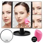 Карманное зеркало с сенсорным экраном и 22 светодиодами, с 1X2X3X10X увеличительным компактным косметическим зеркалом с подсветкой