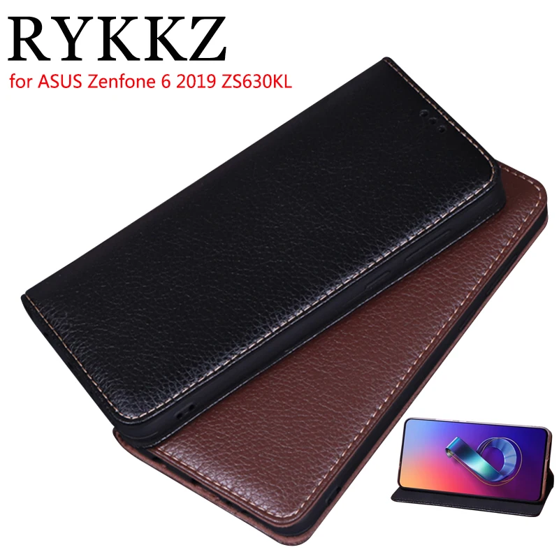 

RYKKZ Luxury Leather Flip Cover For ASUS Zenfone 6 2019 ZS630KL 6.4'' Mobile Stand Case For ZB631KL Leather Phone Case Cover