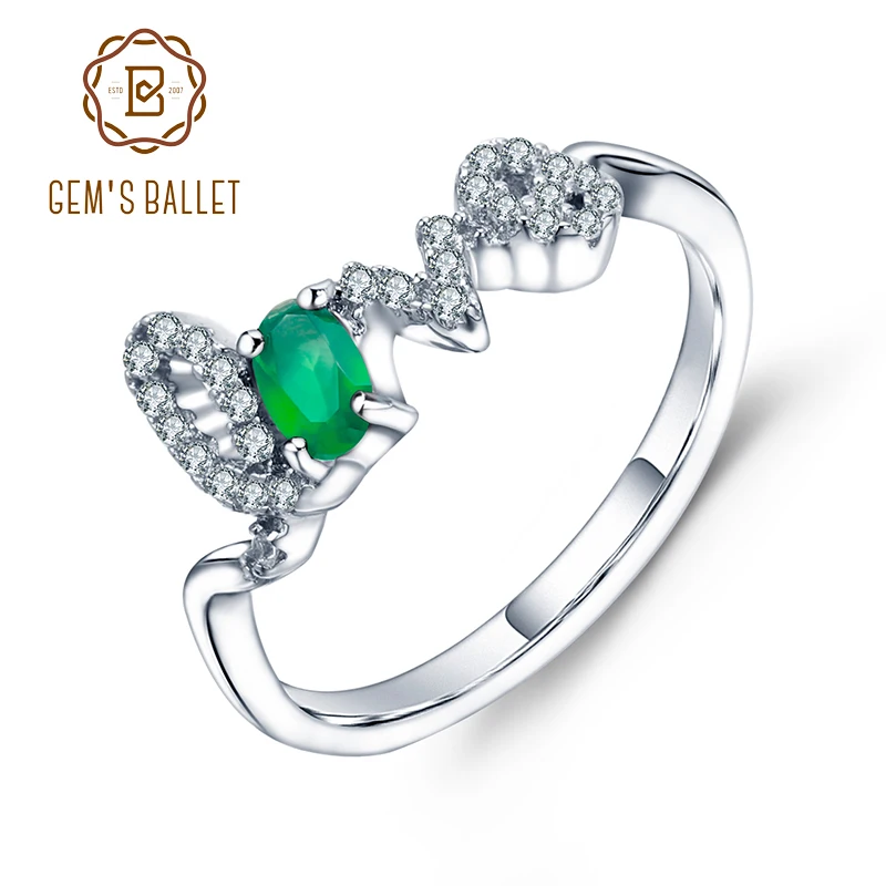 Gemb's BALLET натуральный зеленый агат камень кольца серебряное кольцо для