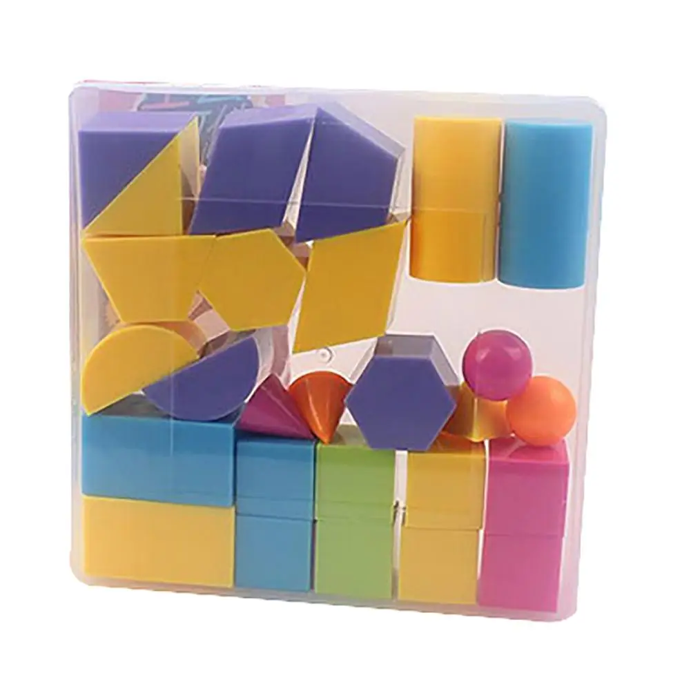 

24Pcs Colorful 3D Geometric Solid Colorful Shape Visual Aids Maths Education Student Toy Maths manipulative tool