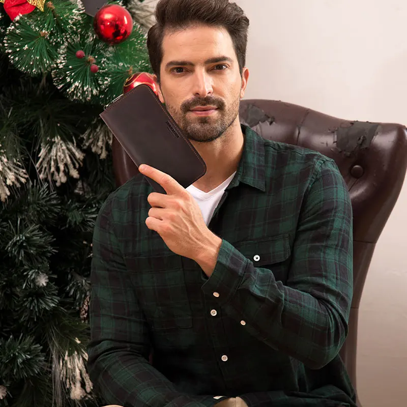 Мужские кошельки визитница Мужской Длинный кошелек на молнии большая