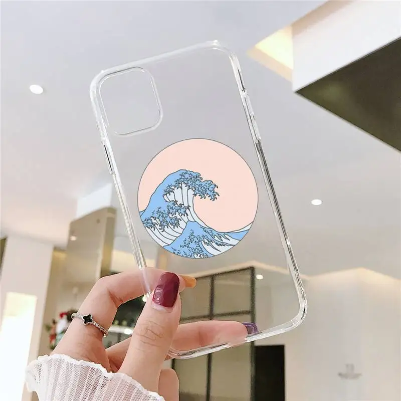 

Hot Sea wave surf summer surfing Phone Case Clear Transparent for iPhone 11 12 mini pro XS MAX 8 7 6 6S Plus X 5S SE XR 2020