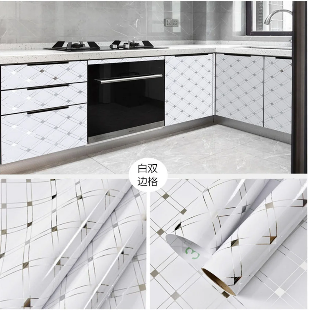 60cmw pvc self adhesive wall stickers waterproof plain grid walpapers cupboard wardrobe table kitchen decoration ready stock free global shipping