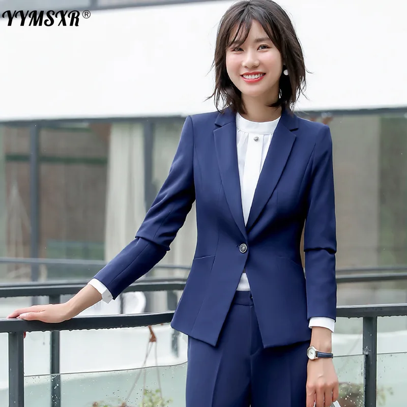 Business Ladies Suits 2022 New High Quality Fabric Fashion Solid Color Temperament Office Blazer Women Casual Trouser Suit