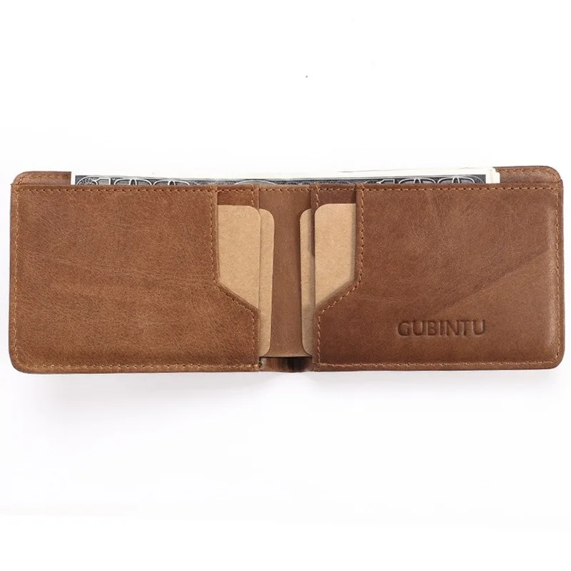 Тонкий кожаный держатель для ID/кредитных карт складной бумажник с передним