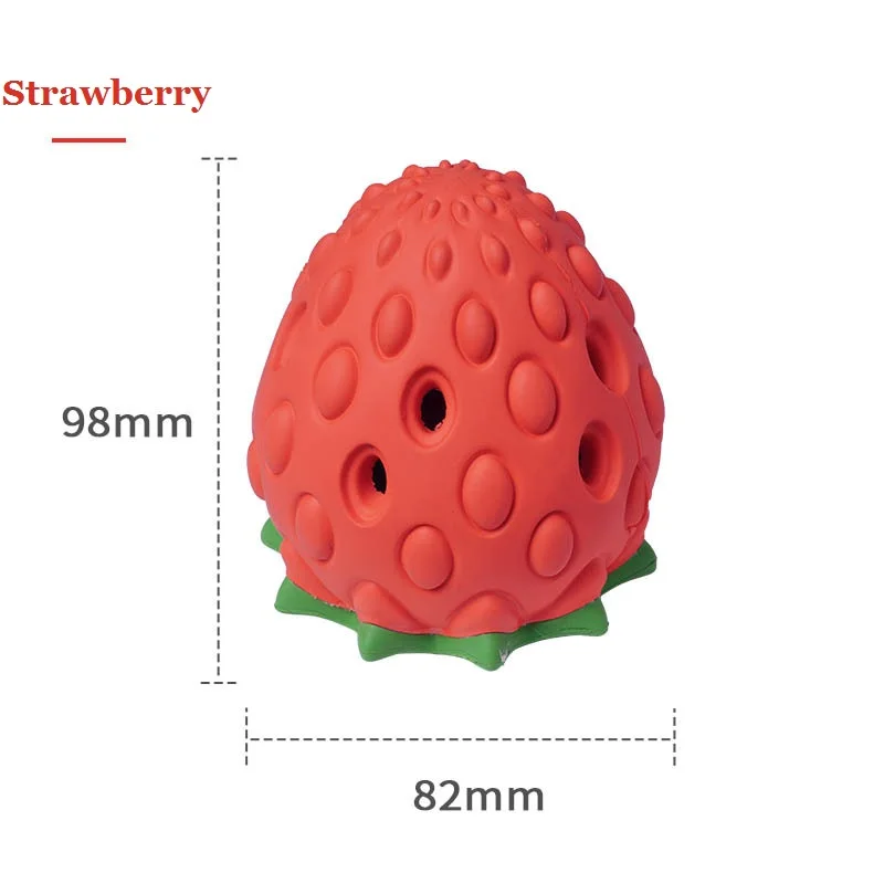 

Dog Toy Strawberry Pet Feeder Bite Resistant Interactive Food Treat Ball Dispenser Intellectual Training Feed Bowl Pet Supplies