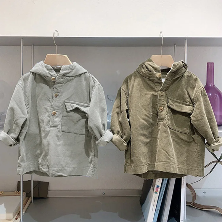 

Children's Cordyroy Jacket 2020 Autumn New Baby Boys Fashion Solid Coat Baby Casual Hooded Jacket Toddler Boys Outwear 2-7 Years