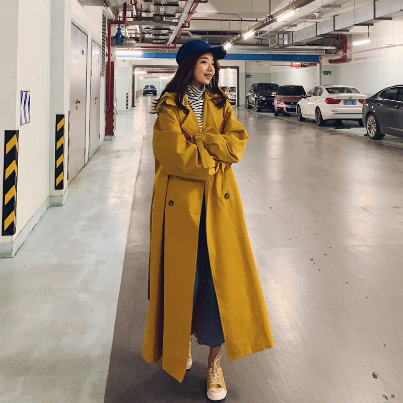 Женская куртка с отложным воротником длинная свободная большого размера 2019 |