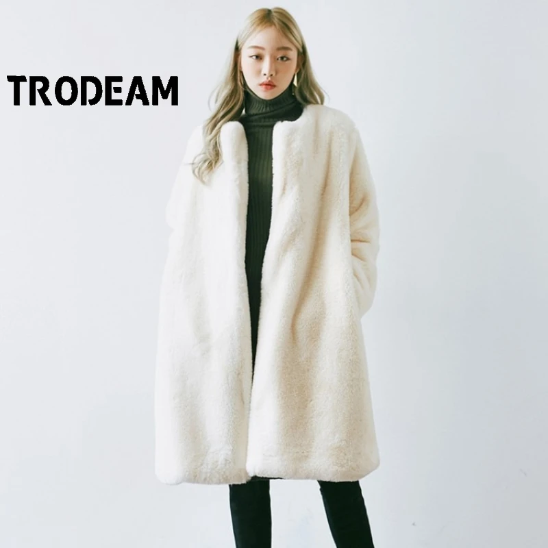 

Женское Свободное пальто TRODEAM, модное пальто средней длины из искусственной кожи в европейском и американском стиле, Осень-зима 2021