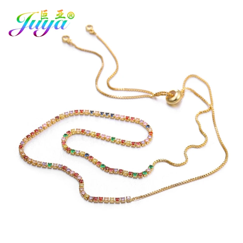 Женское Ожерелье Juya регулируемое колье-слайдер с радужными кристаллами