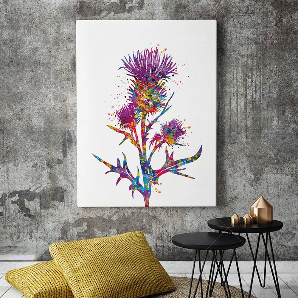 Рисунок расторопши на холсте шотландский природный цветок подарок фотография