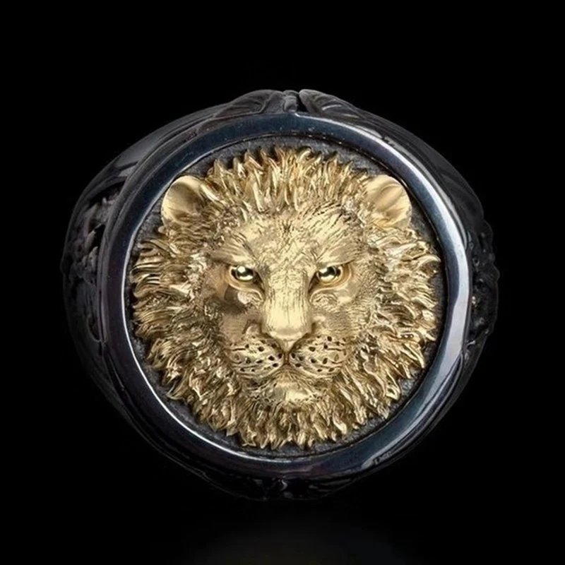 

Men Fashion Gothic lion Rings Women cute Stainless Steel Punk Glod Color Ring Jewelry Accessories