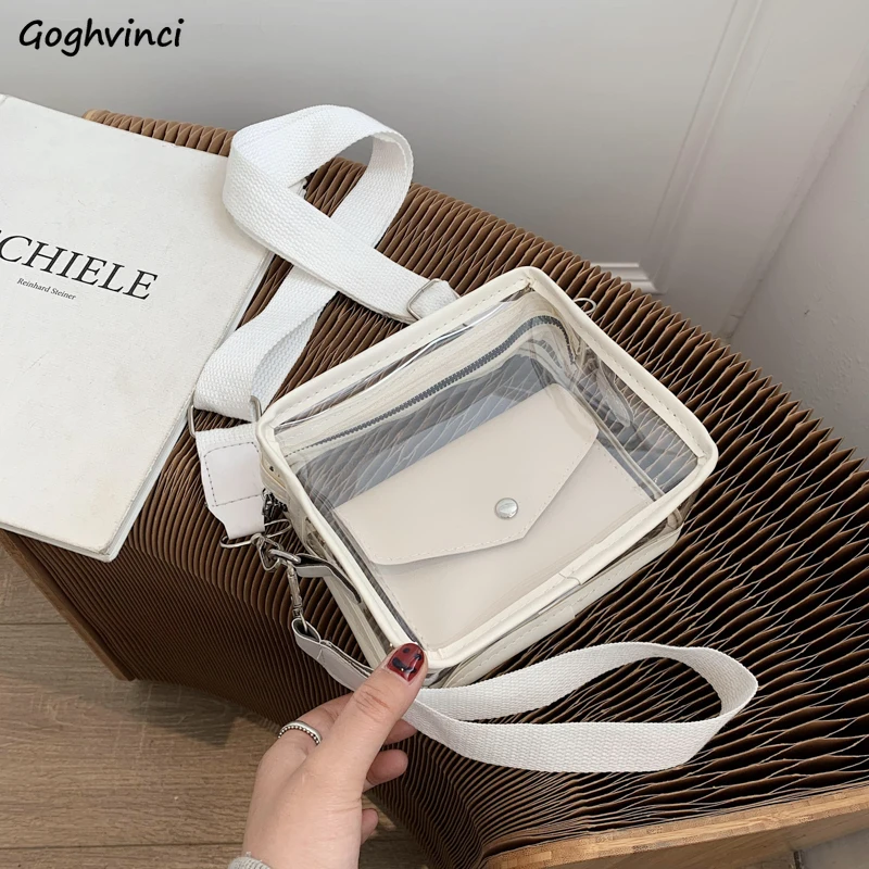 

Transparent PVC Women Jelly Crossbody Bags Stylish Students Panelled Clear Shoulder Flap Bag Little Portable All-match New Chic
