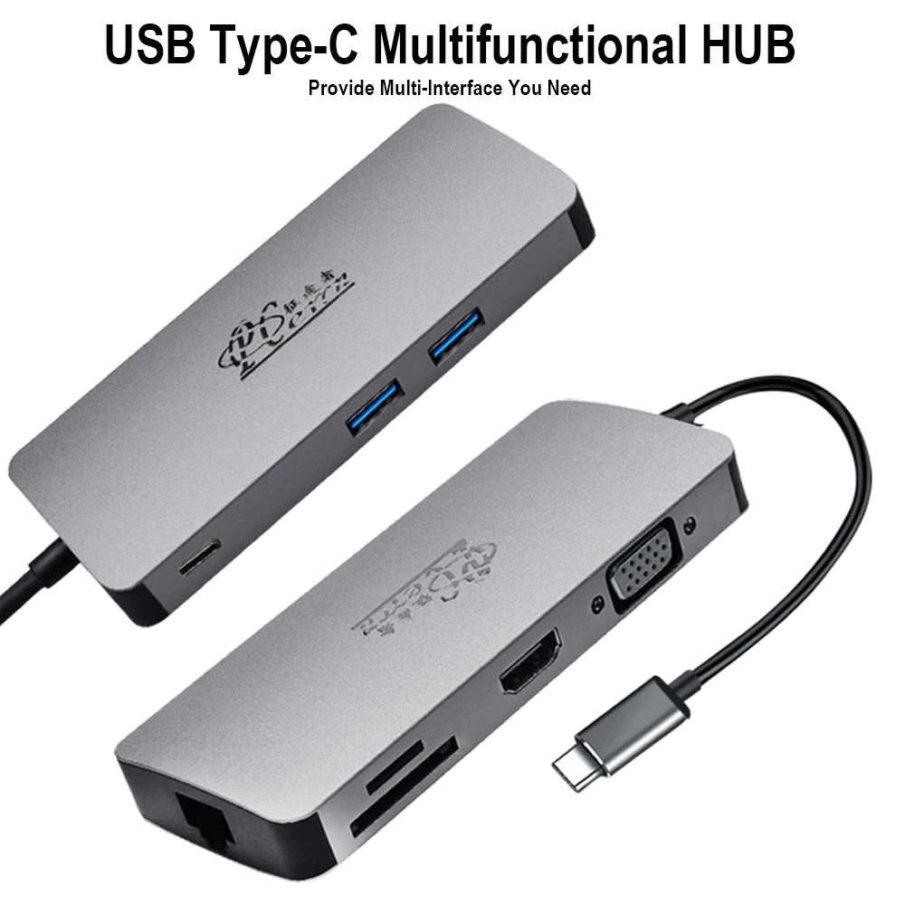 USB C концентратор к USB3.0 HDMI VGA RJ45 Gigabit Ethernet SD/TF PD зарядки адаптер док станции Тип c