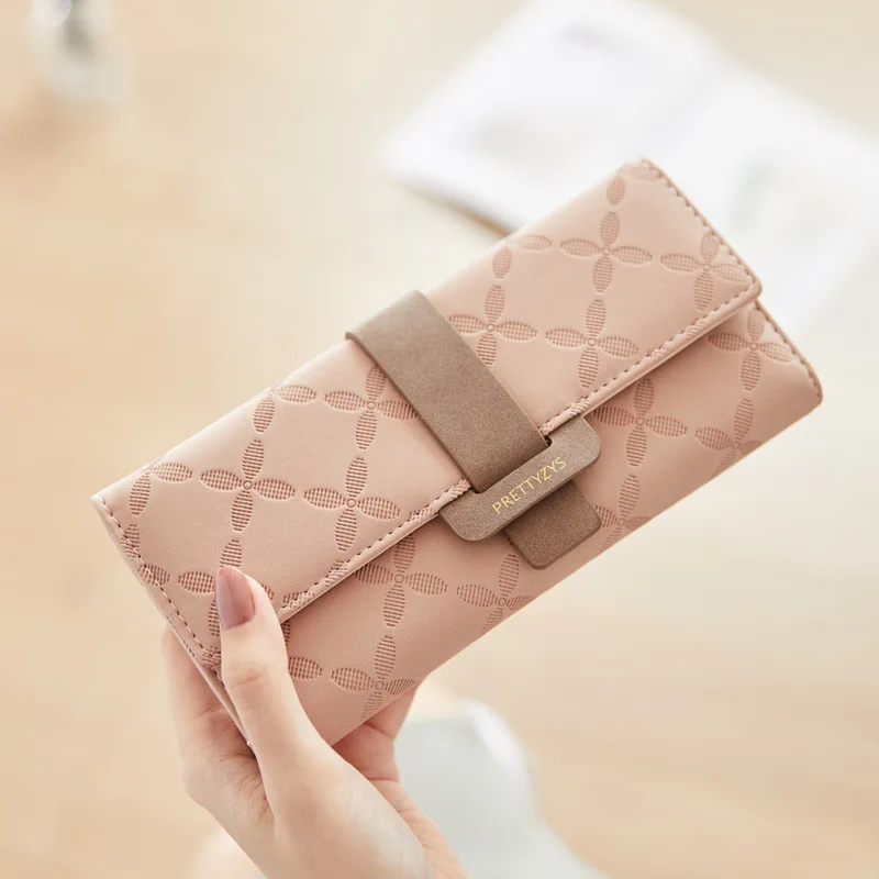 pink Роскошные Брендовые женские кошельки, Дамский Длинный кожаный кошелек на застежке, женский кошелек, клатч, сумка для денег, держатель для карт, кошельки для монет, Carteira - Цвет: pink