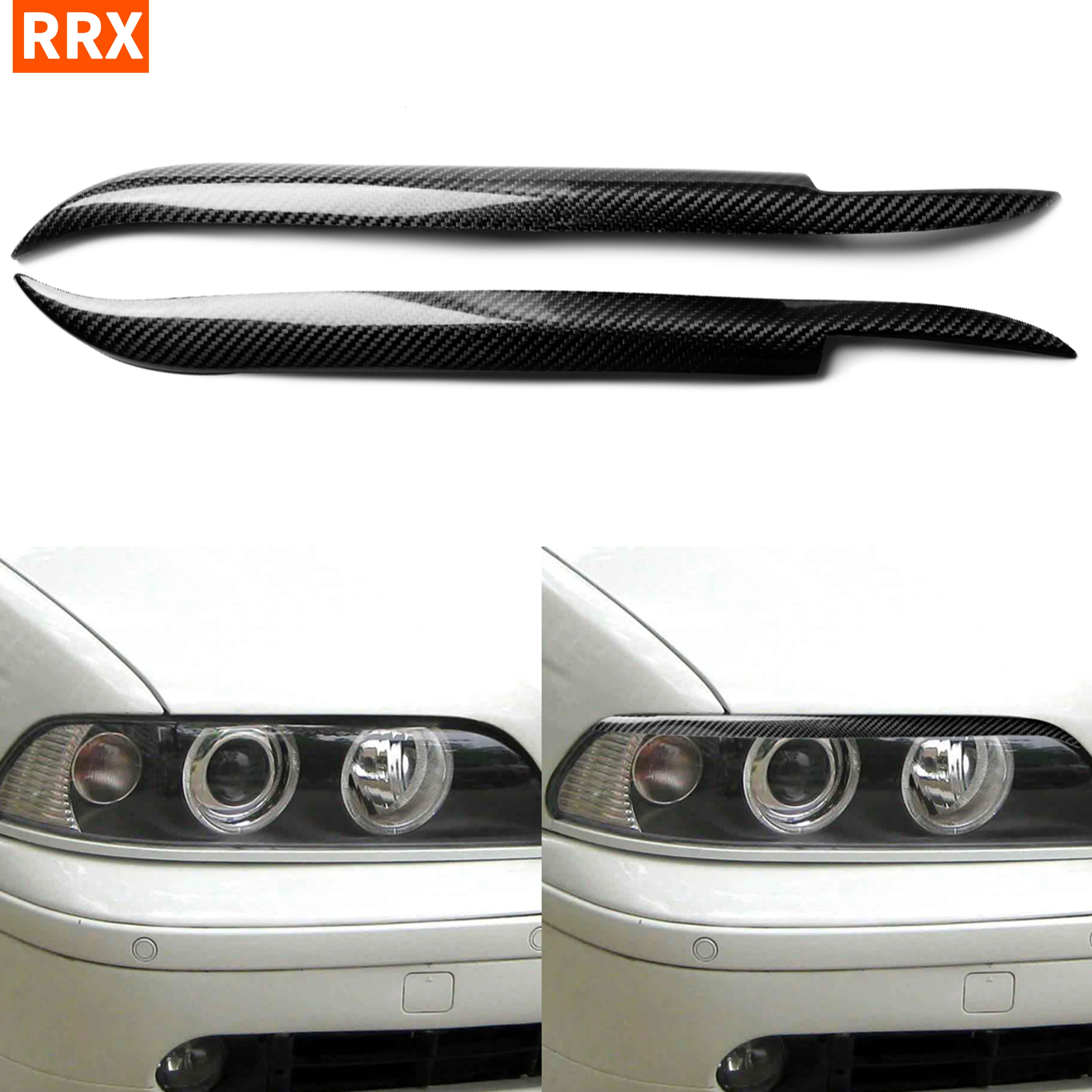 

For BMW E39 1997-2003 Real Carbon Fiber Headlight Eyebrow Cover Sticker Head Light Lamp Eyelid Overlays Trim Auto Car styling