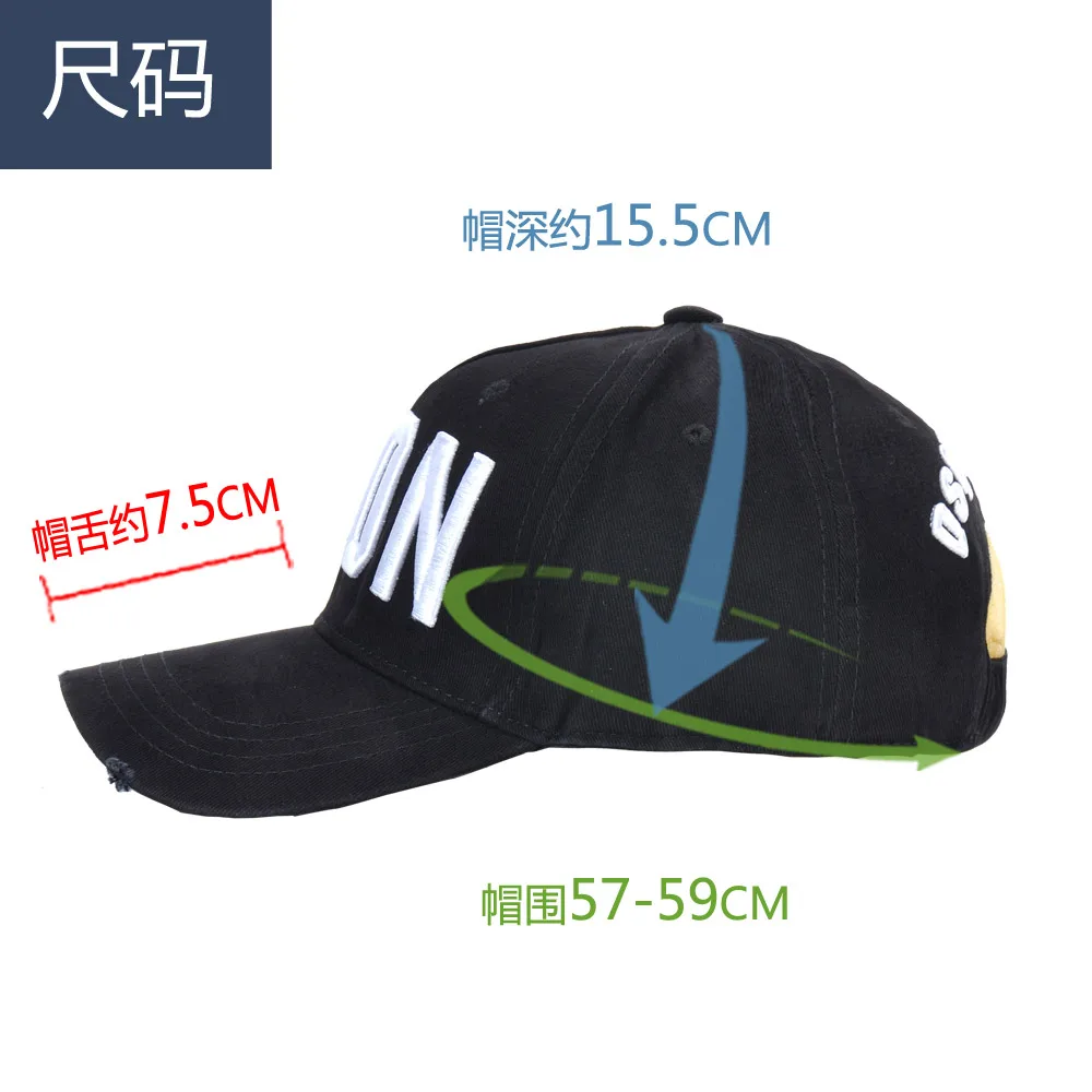 

2pc Unisex Outdoor hat dsq brand hat men Baseball Caps 100% cotton unisex Adjustable Baseball Caps letter black brand cap for me