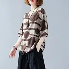 Женская Повседневная Блузка с коротким рукавом, с винтажным принтом, лето 2021