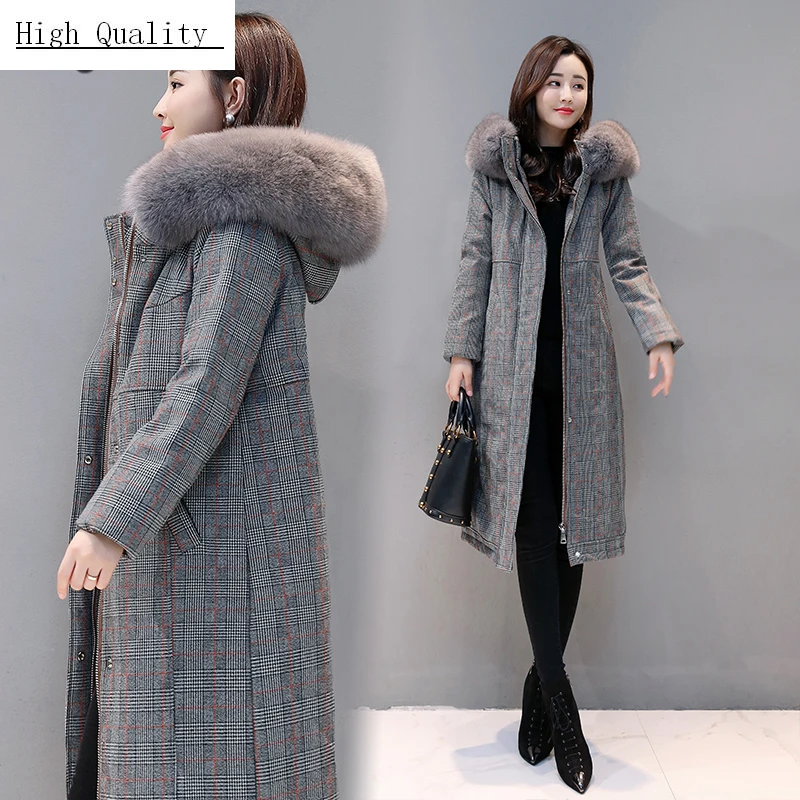 Плотный Теплый Женский пуховик роскошная одежда с лисьим мехом и капюшоном 2020
