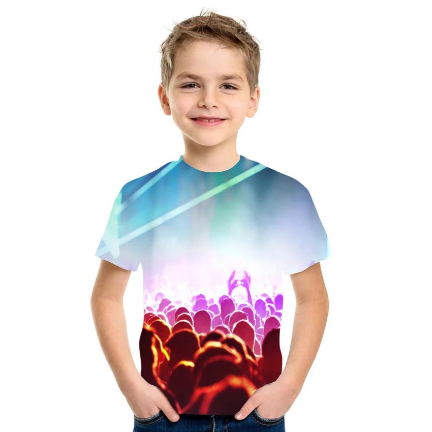 

2021 summer smiley face pattern girls and boys clothing casual loose milk silk fabric size 4T-16T