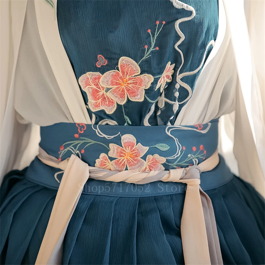 

Ancient Traditional Chinese Woman Elegant Hanfu Dress Fairy Embroidery Stage Flok Dance Costume Retro Tang Dynasty Hanfu