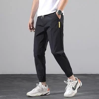 summer tide brand loose mens ice silk pants casual sports pants quick drying breathable all match ultra thin cropped trousers