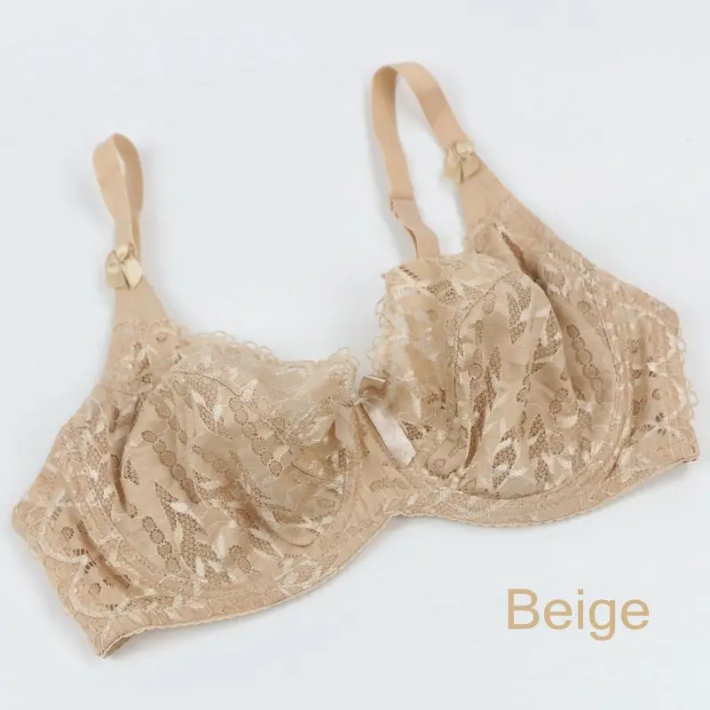 Beige PariFairy, женский кружевной бюстгальтер без косточек, цветочный бюстгальтер без косточек, сексуальное женское белье, прозрачные Бюстгальтеры на косточках размера плюс - Цвет: Beige