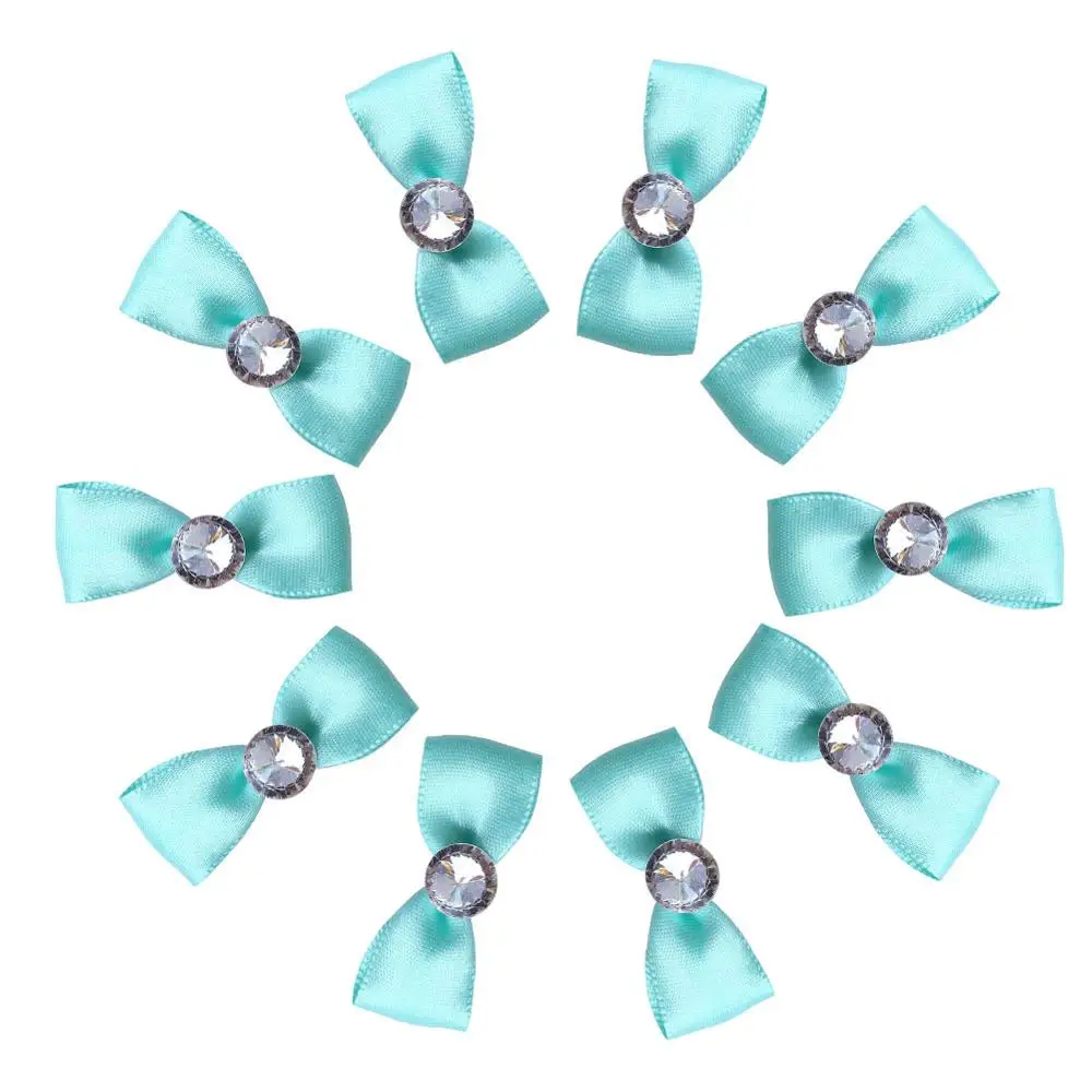 

100Pieces/Bag Handmade Ribbon Bow With Rhinestone Silk Butterfly Flower Hand DIY Wedding Hair Cloth Accessories Materials