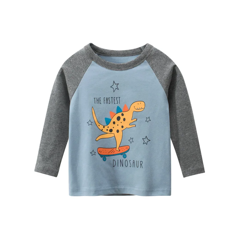 Toddler Boys Cartoon T-Shirt Autumn Long Sleeve Dinosaur Print Boys Tops