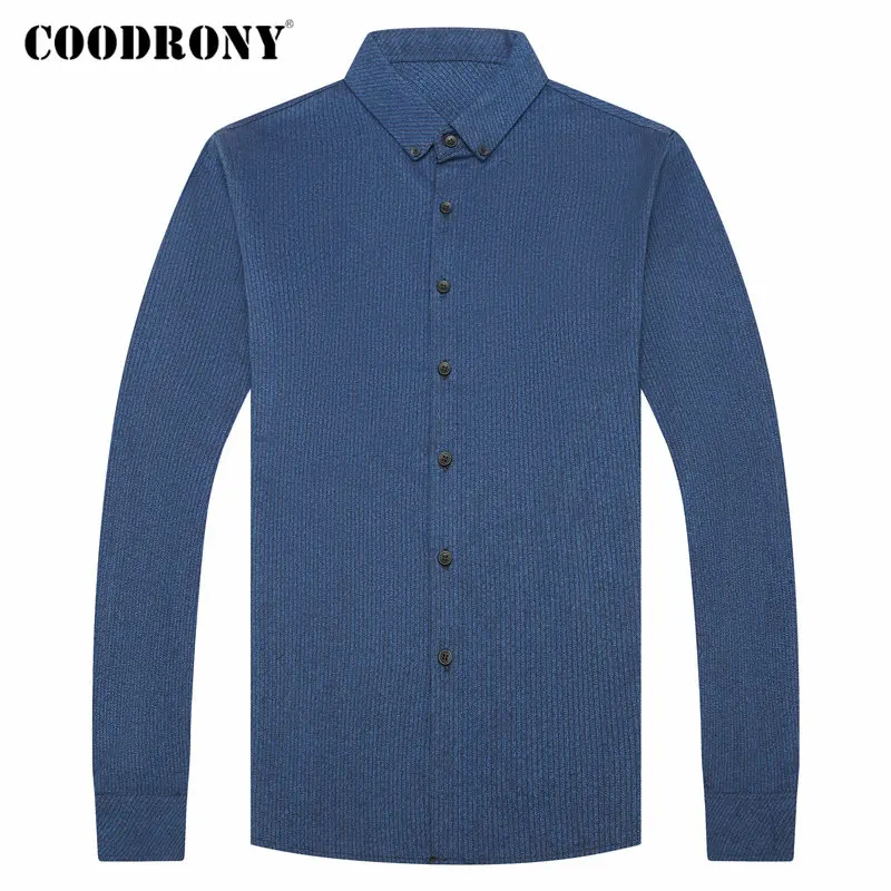 COODRONY Мужская рубашка из чистого хлопка с длинным рукавом, мужская рубашка, Новое поступление, Осень-зима, деловые повседневные рубашки, Camisa Masculina 96077